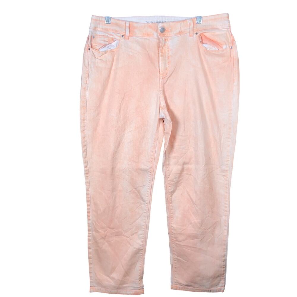 Chicos Womens Jeans Platinum Peach High Rise Straight Leg Stretch 2